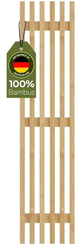 Bellamio 'Sava' Garderobenpaneel, Bambus, 110x25 cm, Wandgarderobe mit 8 Haken Bild 1