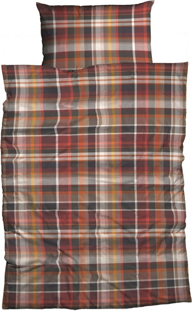 CASATEX Bettwäsche Silan, Biber, 3 teilig, zeitloses,rustikales Design, markante Karos, warme Farbtöne Bild 1