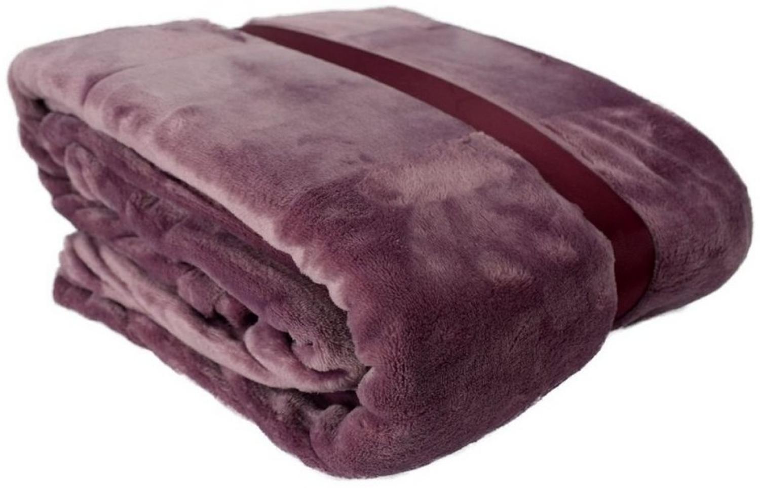 XXL Flanell Kuscheldecke 180 x 220 cm Wohndecke 260g/m² wärmespeichernd altrosa Bild 1