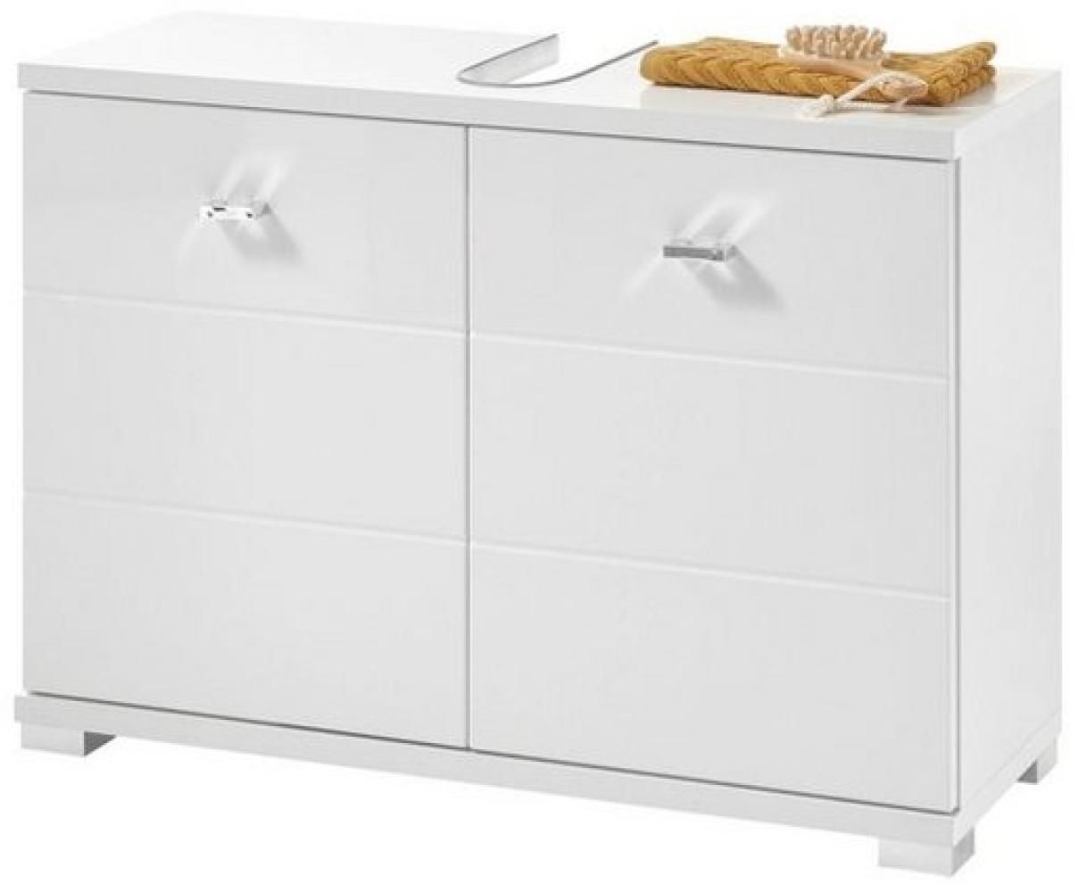 Waschbeckenunterschrank >Peter< in Weiß aus MDF - 80x57x30cm (BxHxT) Bild 1