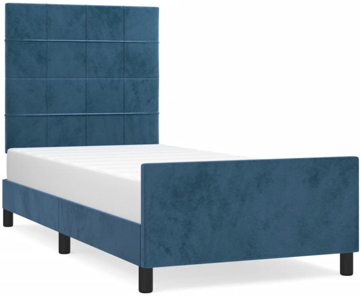 Bettgestell mit Kopfteil Samt Dunkelblau 80x200 cm Bild 1