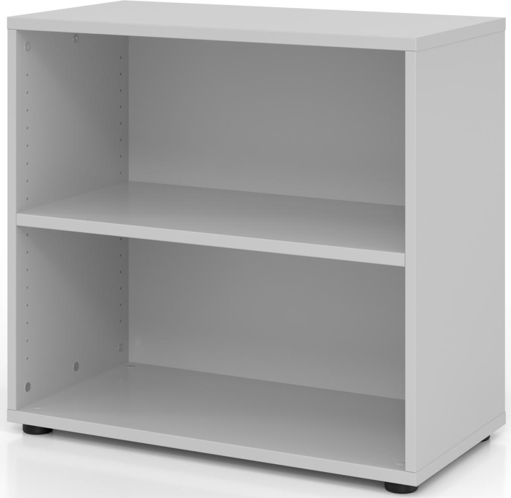 bümö Regal grau, Standregal aus Holz für 2 Ordnerhöhen - Bücherregal klein 80 cm breit, Aktenregal für Ordner & Bücher, kleines Büroregal, Holzregal, Ordnerregal, Buchregal Dachschräge, 928RE-5 Bild 1