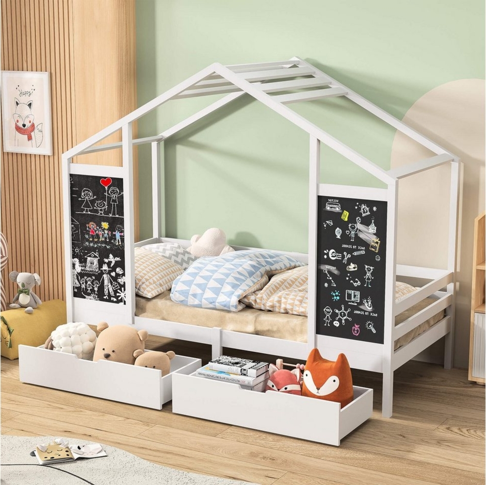 Furnishings Home Holzbett 90x200cm Kinderbett + 2 Schubladen + 2 Zeichenbrettern (Set, Bett) Bild 1