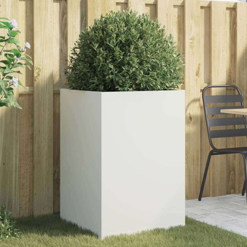 vidaXL Pflanzkübel Weiß 52x48x75 cm Stahl 841584 Bild 1