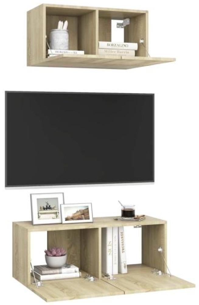 vidaXL 2-tlg. TV-Schrank-Set Sonoma-Eiche Spanplatte [3079015] Bild 1