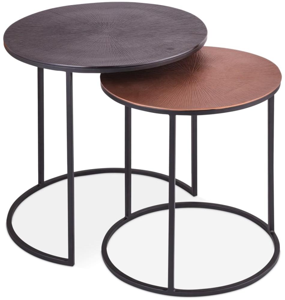 Rousseau 2-tlg. Beistelltisch-Set Livios Metal Grau und Kupferbraun Bild 1