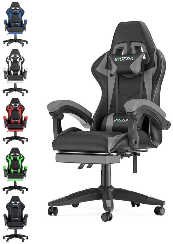 BIGZZIA Bürostuhl Gaming Stuhl mit Fußstütze - Gamer Stühle Ergonomisch mit Lendenkissen, Kopfstütze Gaming Chair Höhenverstellbar Computerstuhl Bild 1