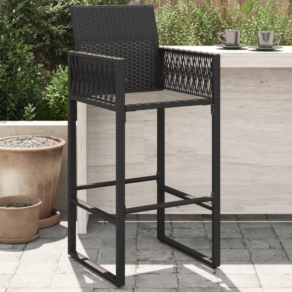 vidaXL Garten-Barhocker 2 Stk. Schwarz Poly Rattan 368702 Bild 1