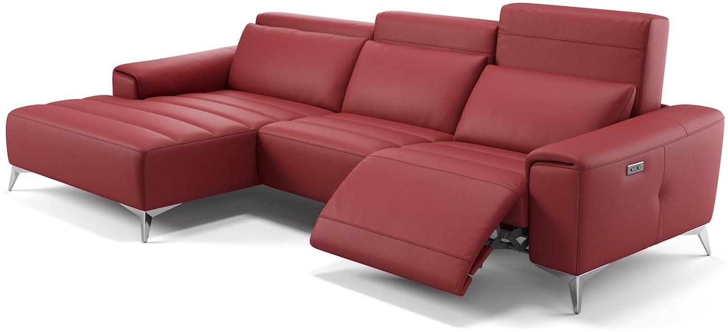 Sofanella Eckcouch BELLA Leder Wohnlandschaft Sofa in Rot M: 284 x 163 Breite x 100 Tiefe Bild 1