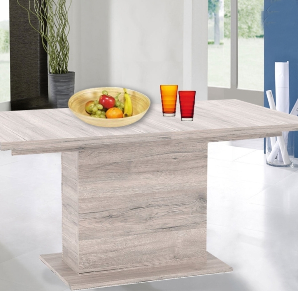 Esstisch sandeiche 160-200x90cm Säulentisch ausziehbar Esszimmertisch Bild 1