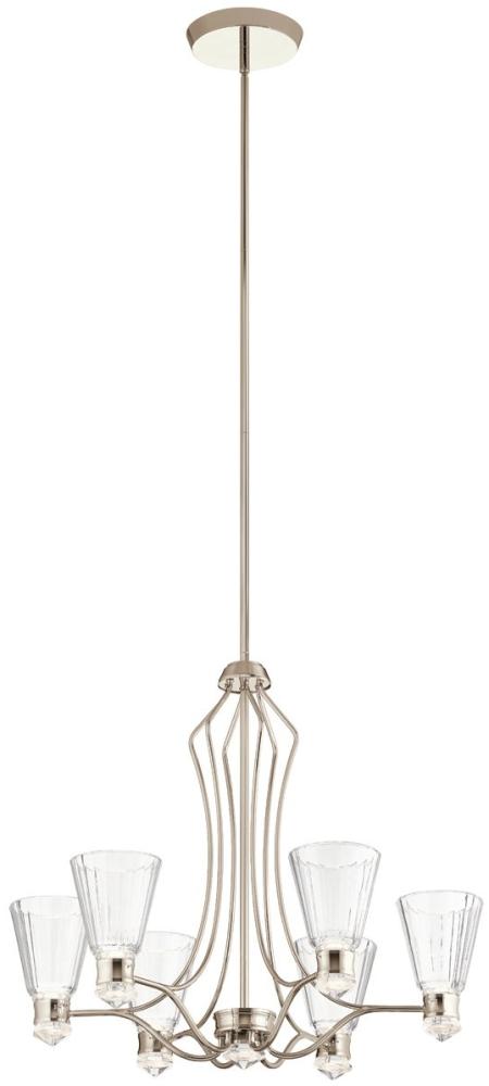 Elstead Kayva LED Kronleuchter 6-flammig Nickel klar 3000K Bild 1