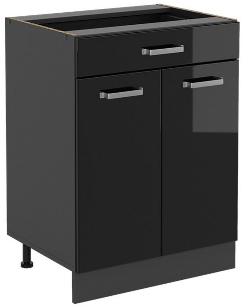 Vicco Unterschrank R-Line Schwarz Hochglanz/Anthrazit 60cm, Schublade, ohne Arbeitsplatte Bild 1