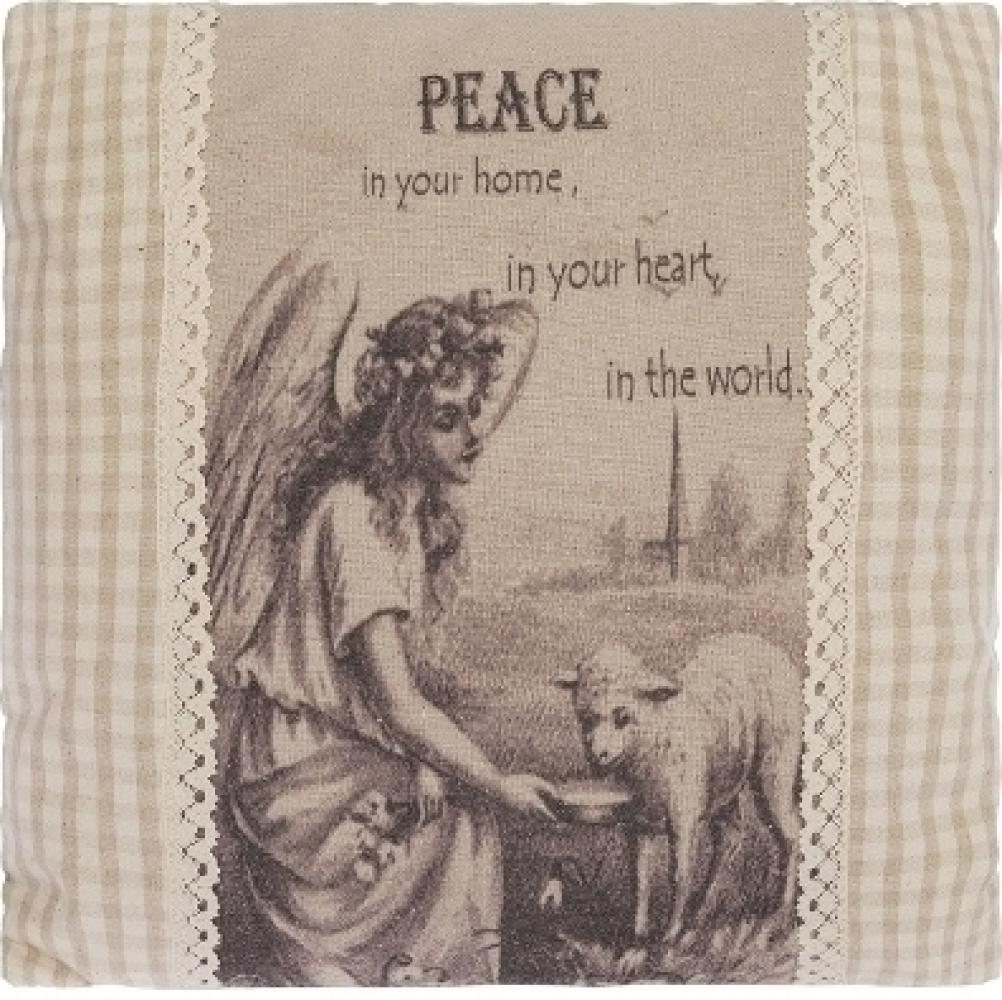 Kissen Peace Quadratisch Baumwolle&Polyester Beige Bild 1