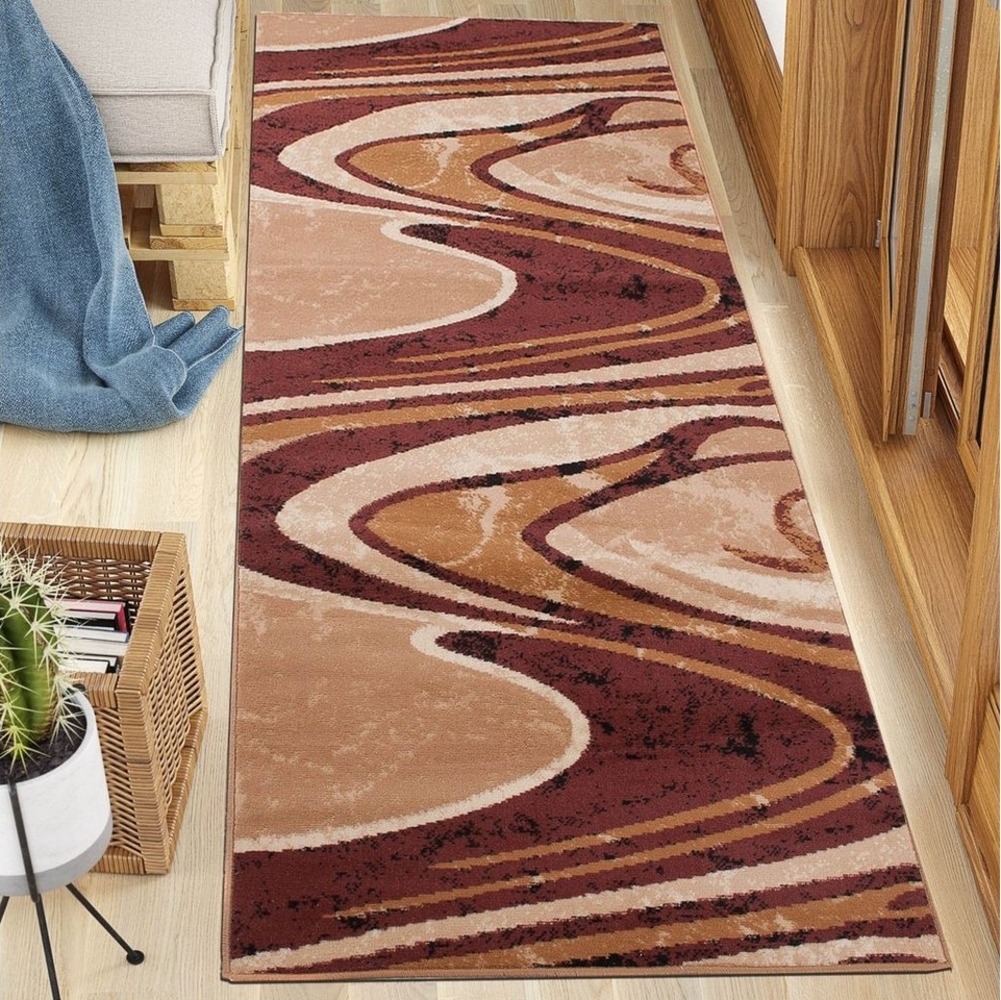 Mazovia Läufer Läufer Flurläufer Modern für Vorzimmer 70 cm Breit Braun, 70 x 100 cm, Kurzflor, Meterware, Höhe 8 mm Bild 1