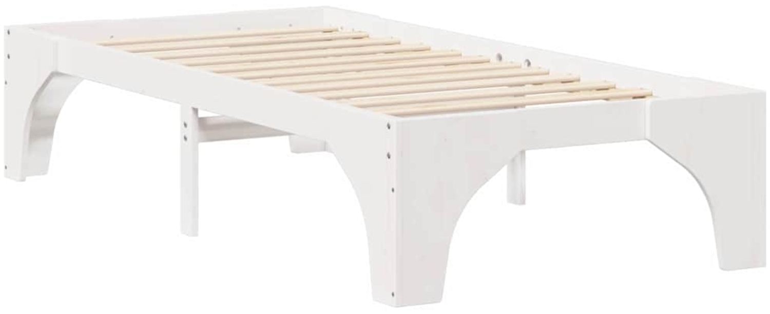 vidaXL Bettrahmen Weiß 75 x 190 cm Massives Kiefernholz 873014 Bild 1
