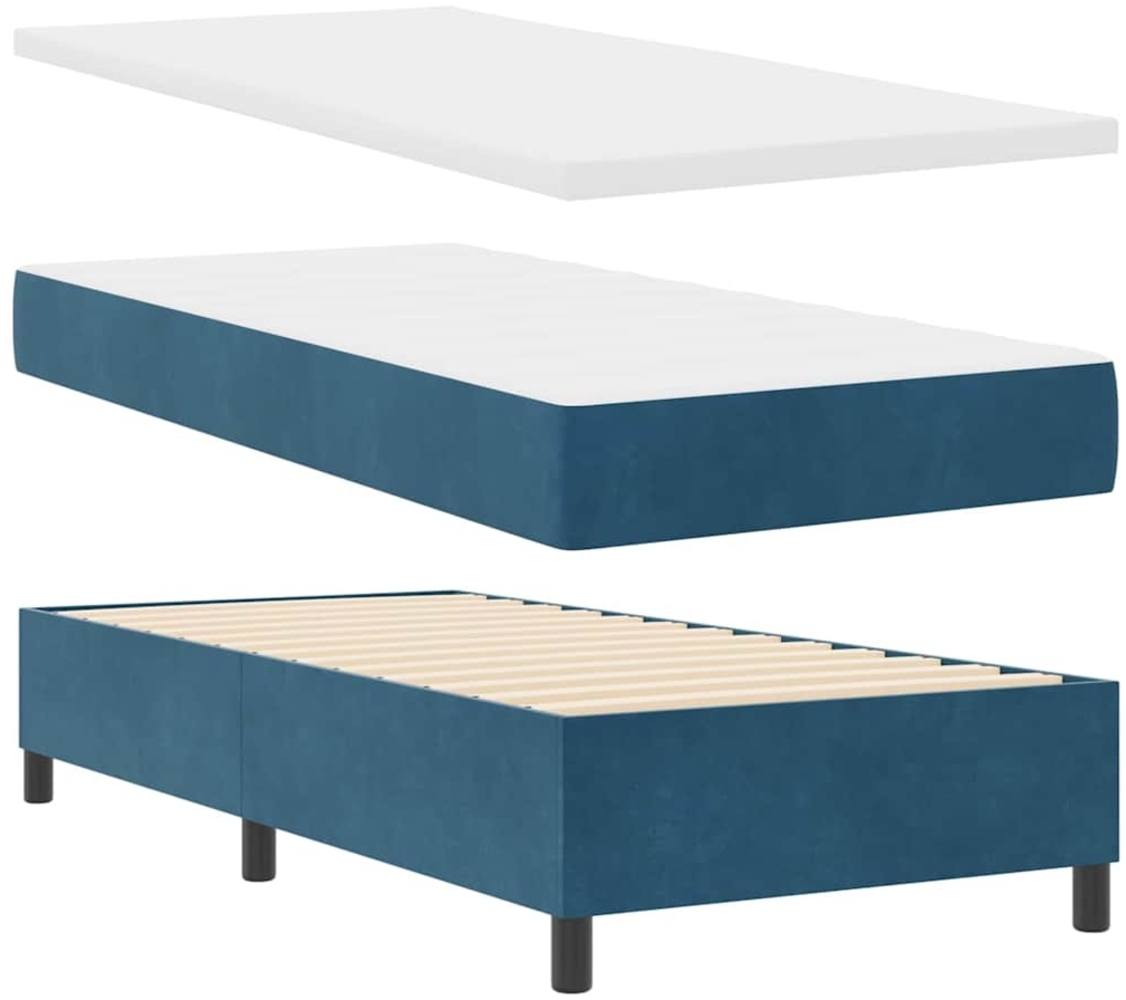 vidaXL Boxspringbett mit Matratze Dunkelblau 90 x 200 cm Samt 3344424 Bild 1