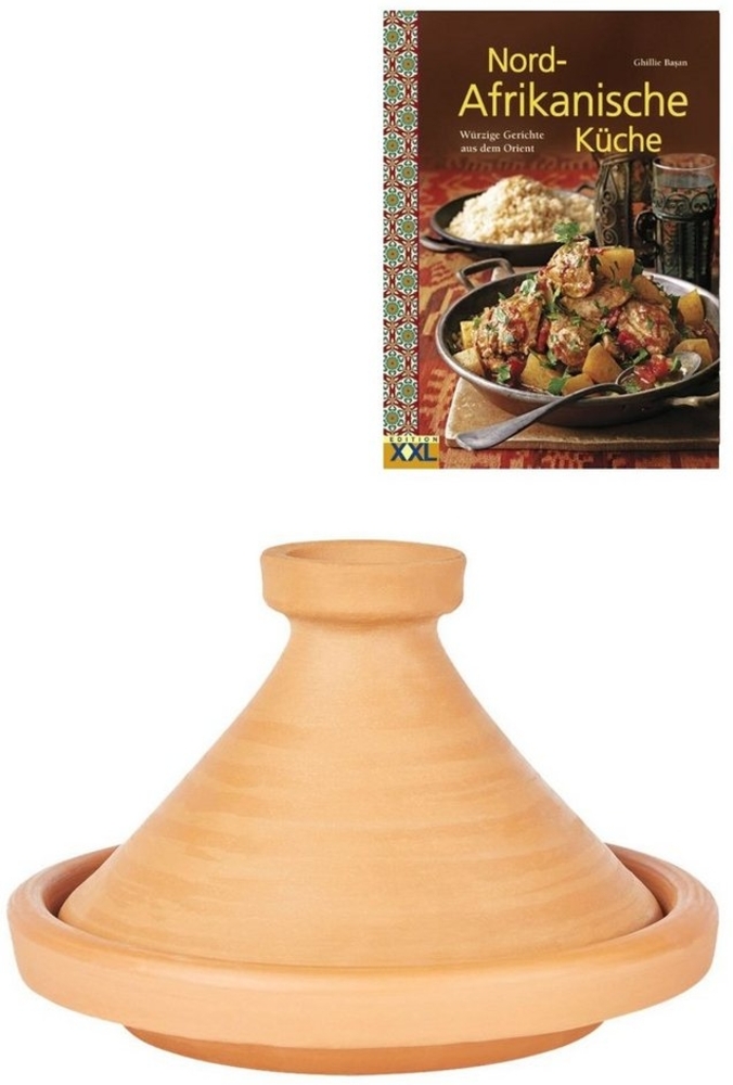 Marrakesch Orient & Mediterran Interior Dampfgartopf Marokkanische Tajine Aladin, Topf zum Kochen, Schmortopf Unglasiert, Ton (2-tlg), Handarbeit Bild 1