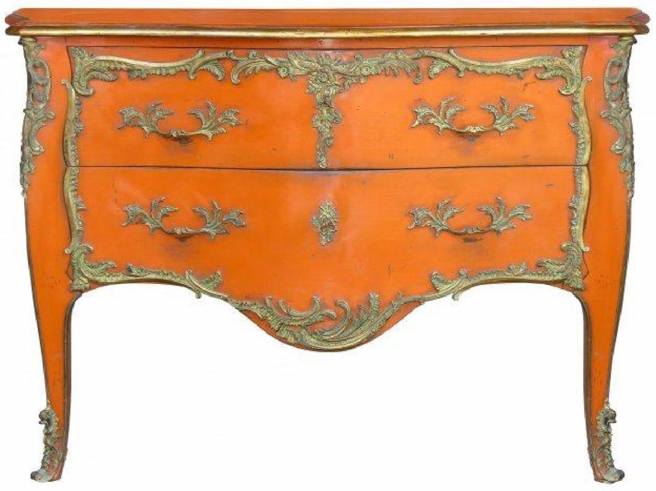 Casa Padrino Barock Kommode mit 2 Schubladen Antik Orange / Messing - Handgefertigte Massivholz Kommode im Barockstil - Handgefertigte Barock Möbel - Edel & Prunkvoll Bild 1