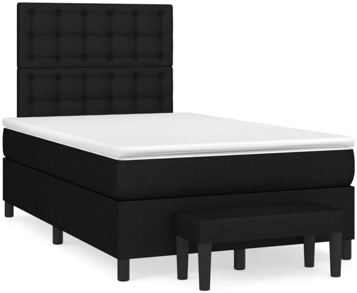 vidaXL Boxspringbett mit Matratze Schwarz 120x200 cm Stoff 3136903 Bild 1