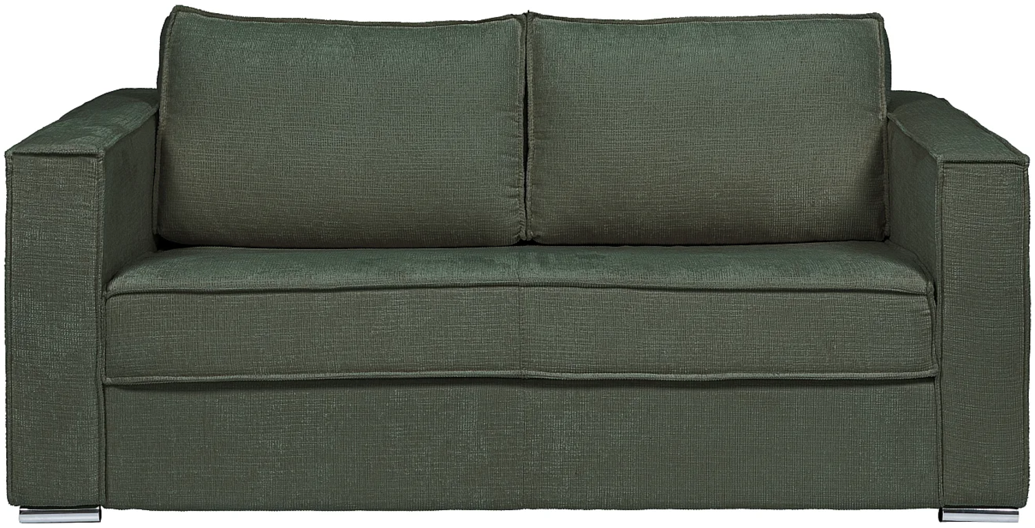 Vente-unique - Schlafsofa mit Matratze 3-Sitzer - Chenille-Stoff - Grün - Liegefläche mit Lattenrost mit breiten Latten 140 cm - Matratze 22 cm mit Memory Schaum - LORETO Bild 1