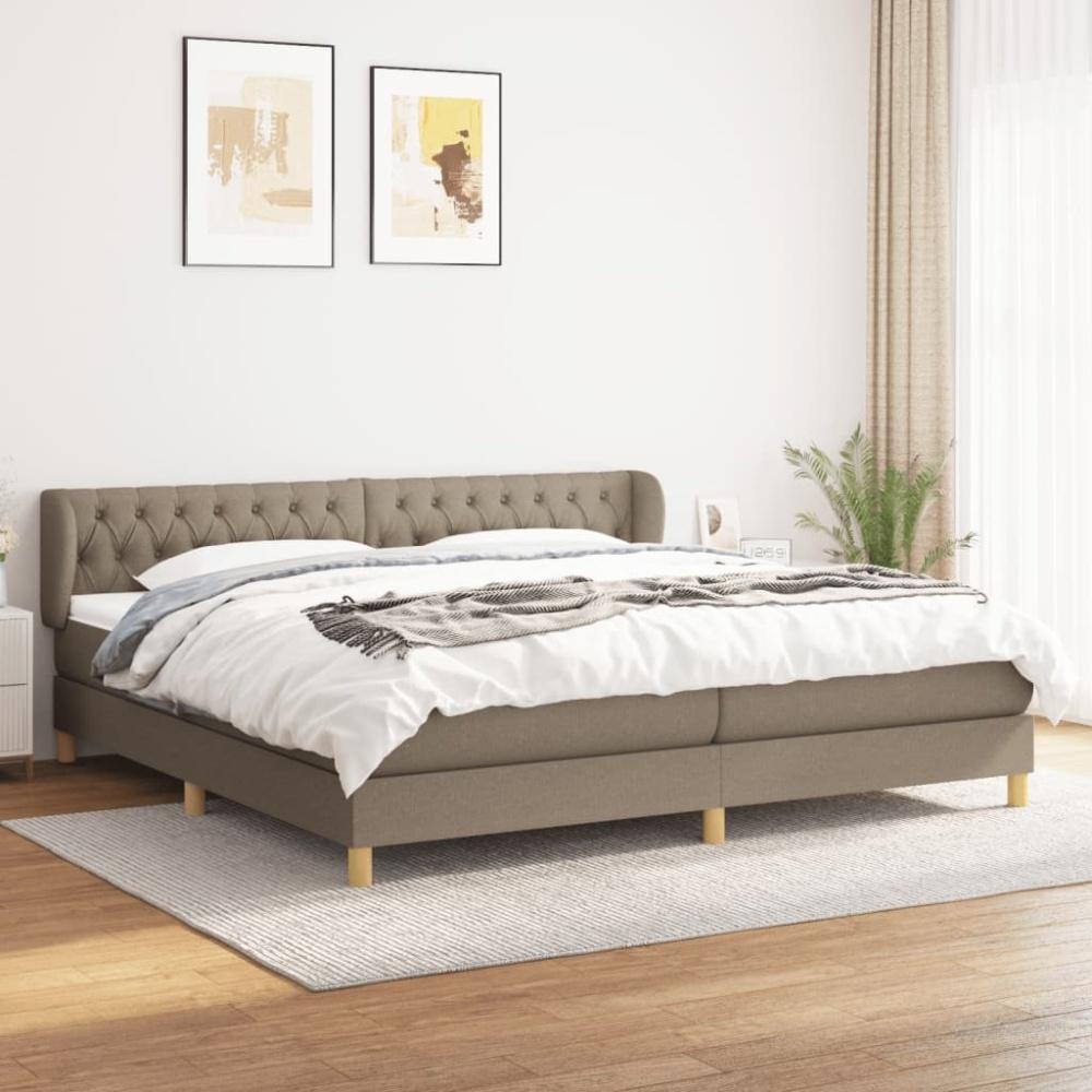 Doppelbett, Polsterbett mit Matratze Stoff Taupe 200 x 200 cm, Härtegrad: H2 [3127073] Bild 1