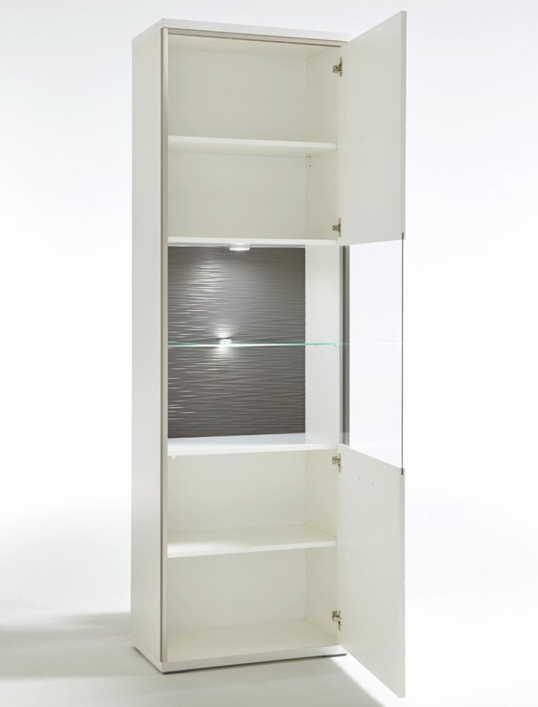 Vitrine Travis 4 weiß Hochglanz 64x201x38 cm Glasvitrine Wohnzimmer Türanschlag rechts Bild 1