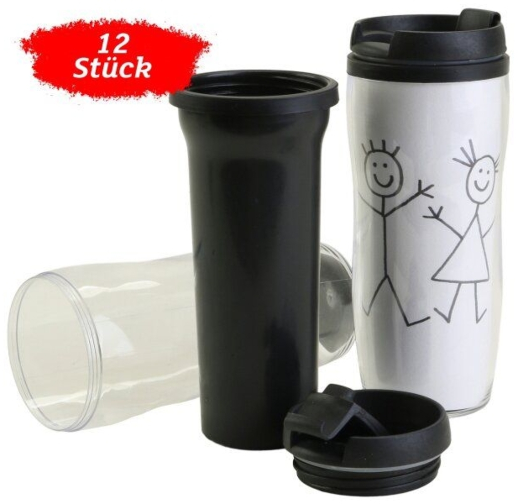 Thermobecher mit Deckel, 7 x 17,5 cm, 12 Stück Bild 1