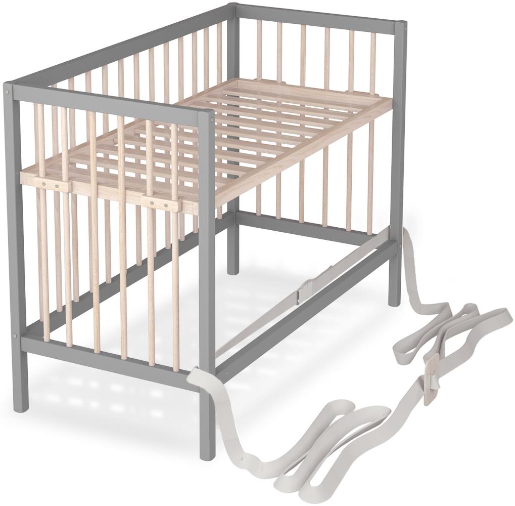Baby Beistellbett Dreamy 60x120 cm, grau/natur 4 in 1 ohne Umbauseite Bild 1