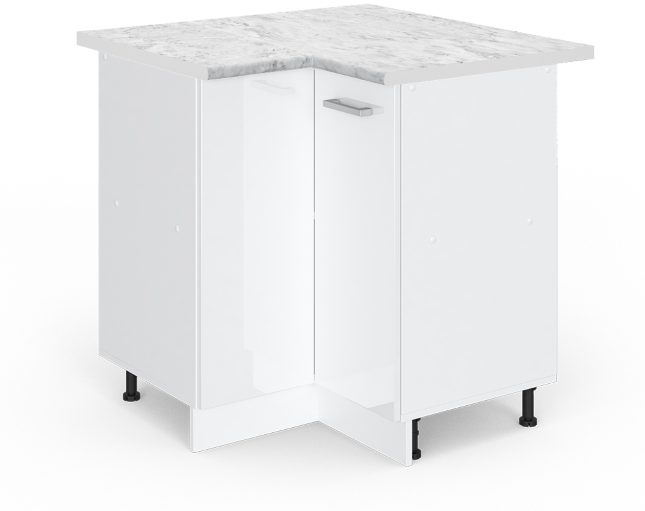 Vicco Eckunterschrank Weiß Hochglanz 75.6 cm, AP Marmor, R-Line Bild 1