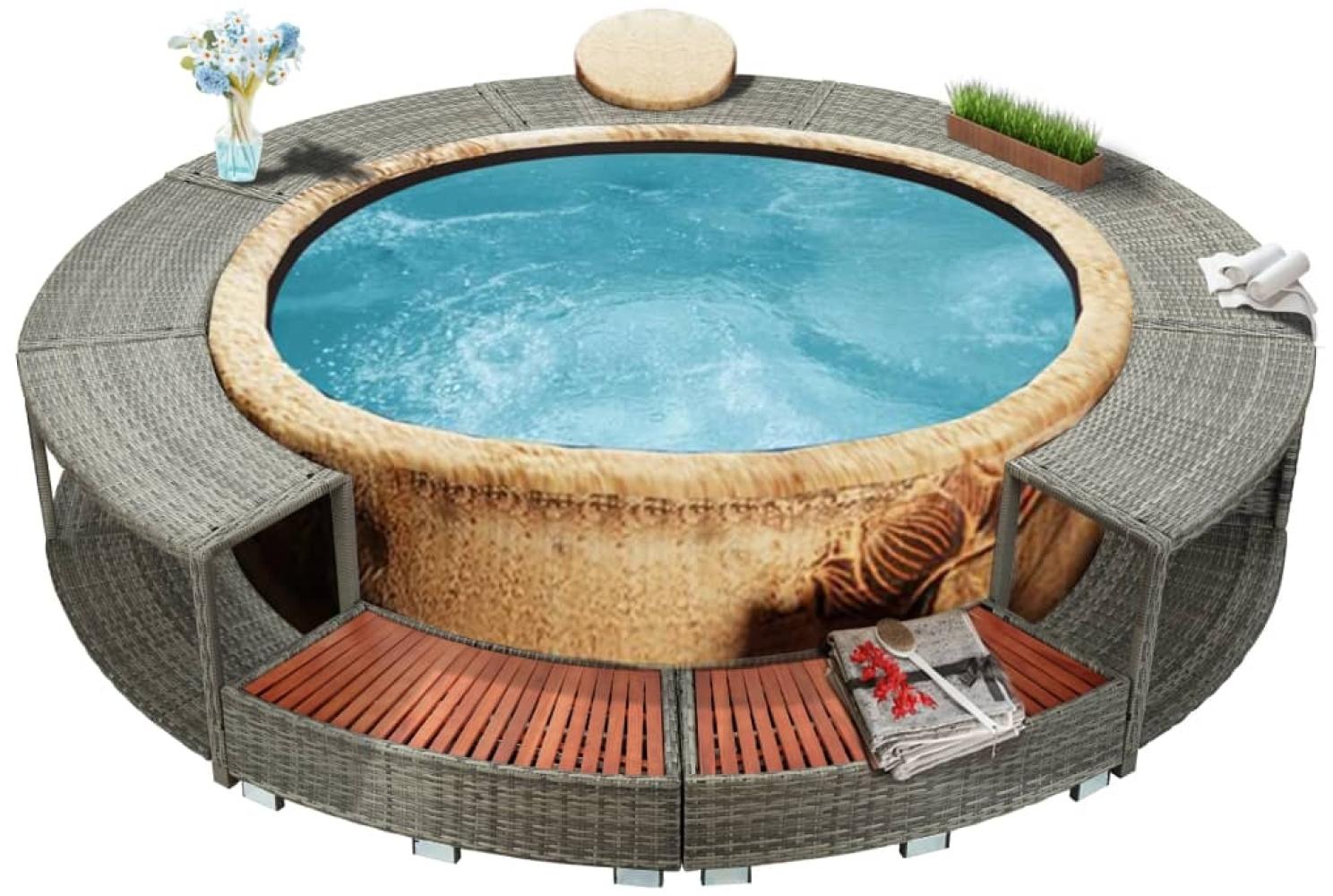 vidaXL Whirlpool-Umrandung Grau Poly Rattan 46459 Bild 1