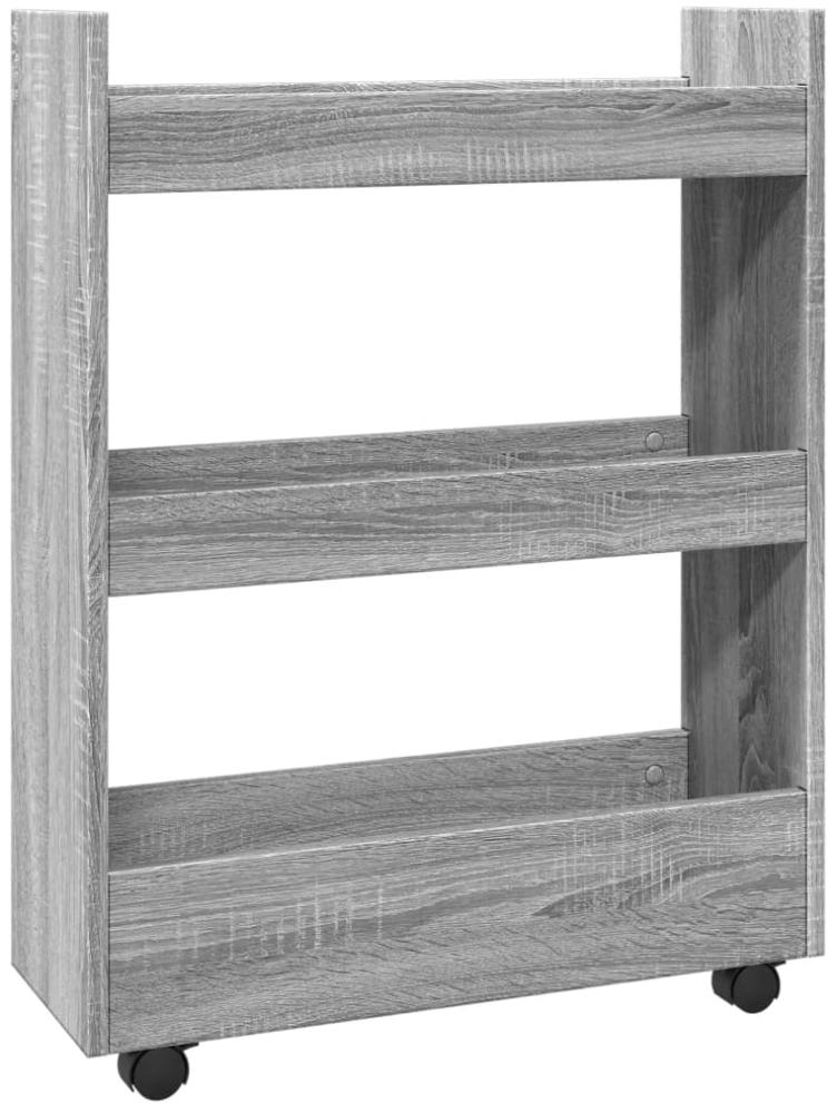 vidaXL Aufbewahrungswagen Schmal 3 Etagen Grau Sonoma Holzwerkstoff 855255 Bild 1