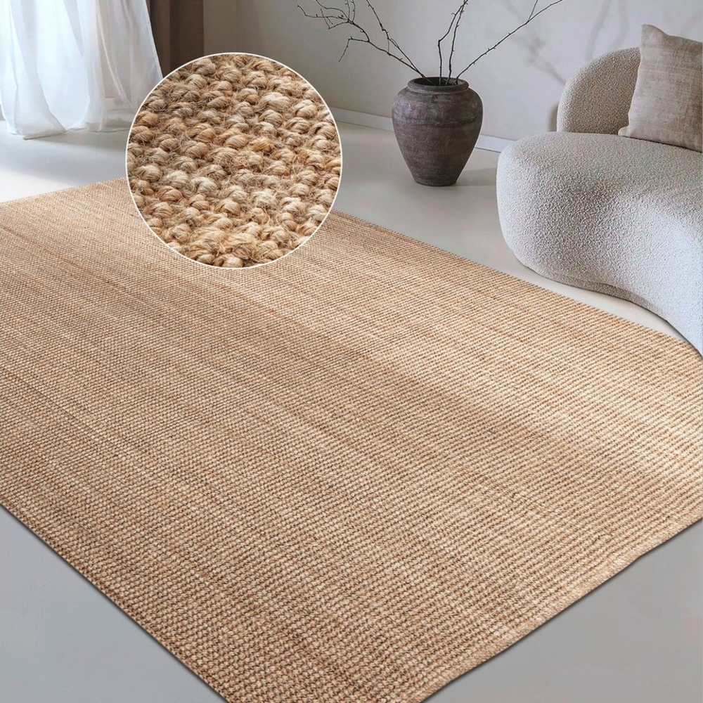 Home affaire Teppich Avot Juteteppich, rechteckig, Höhe: 10 mm, 100% Jutefaser, Natur, Esszimmer, Läufer, Wohnzimmer, Flur, Skandi Bild 1