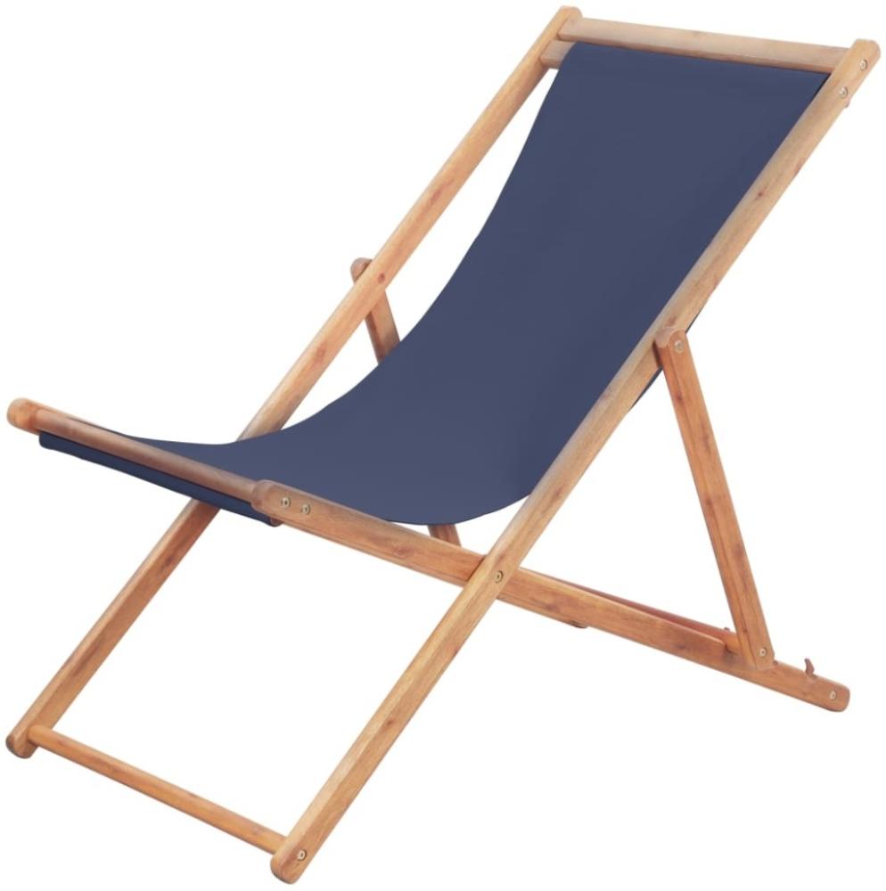 vidaXL Strandstuhl Klappbar Stoff und Massivholz Blau 44000 Bild 1