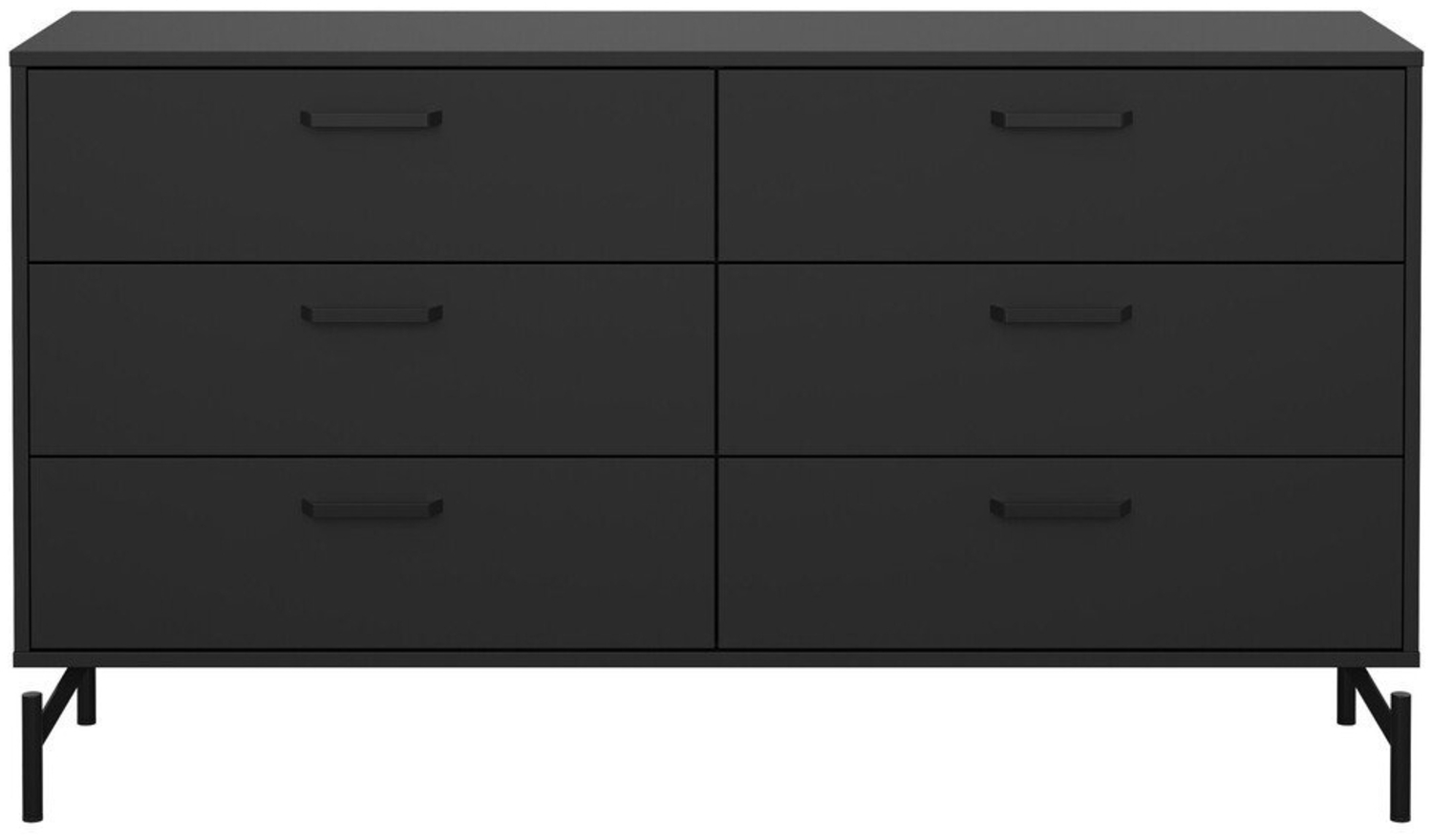 Calicosy 'BORA' Doppelkommode mit 6 Schubladen in mattschwarz und metallischem Gestell L138,7 cm - Schwarz Bild 1