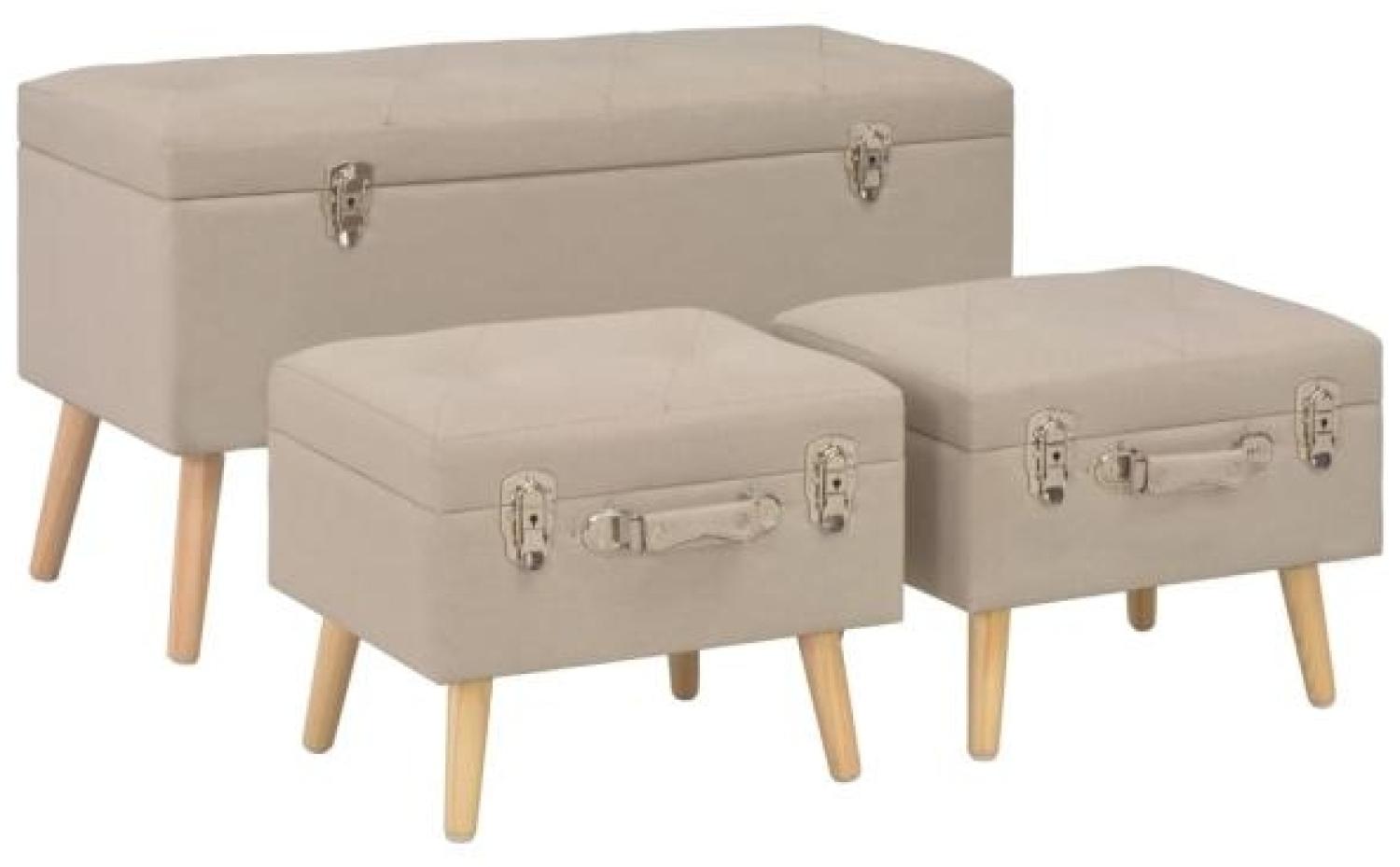 vidaXL Hocker mit Stauraum 3 Stk. Beige Stoff 247524 Bild 1