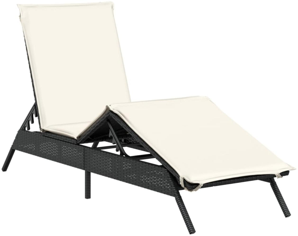vidaXL Sonnenliege mit Auflage Schwarz Poly-Rattan 4002701 Bild 1