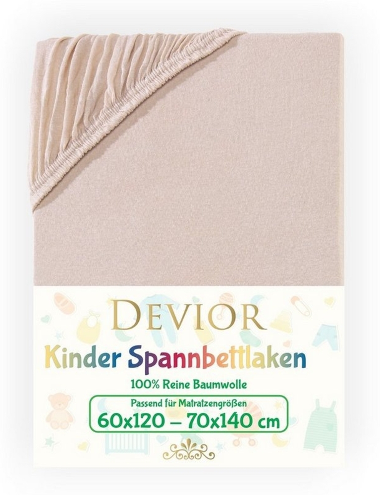 Devior Spannbettlaken Kinder Spannbetttuch 60x120 - 70x140 cm Bettlaken Tuch 100% Baumwolle, Jersey, Gummizug: Rundumgummizug, Matratzen Bezug bis 12cm Matratzenhöhe Bild 1