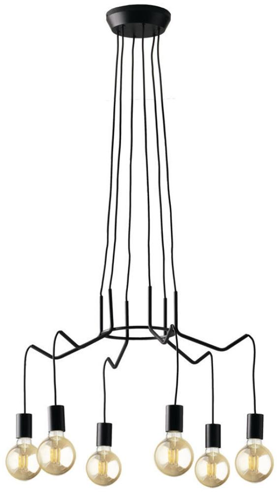 6 flammiger LED Kronleuchter Ø66cm Schwarz - minimalistisch moderne Spinnenlampe Bild 1