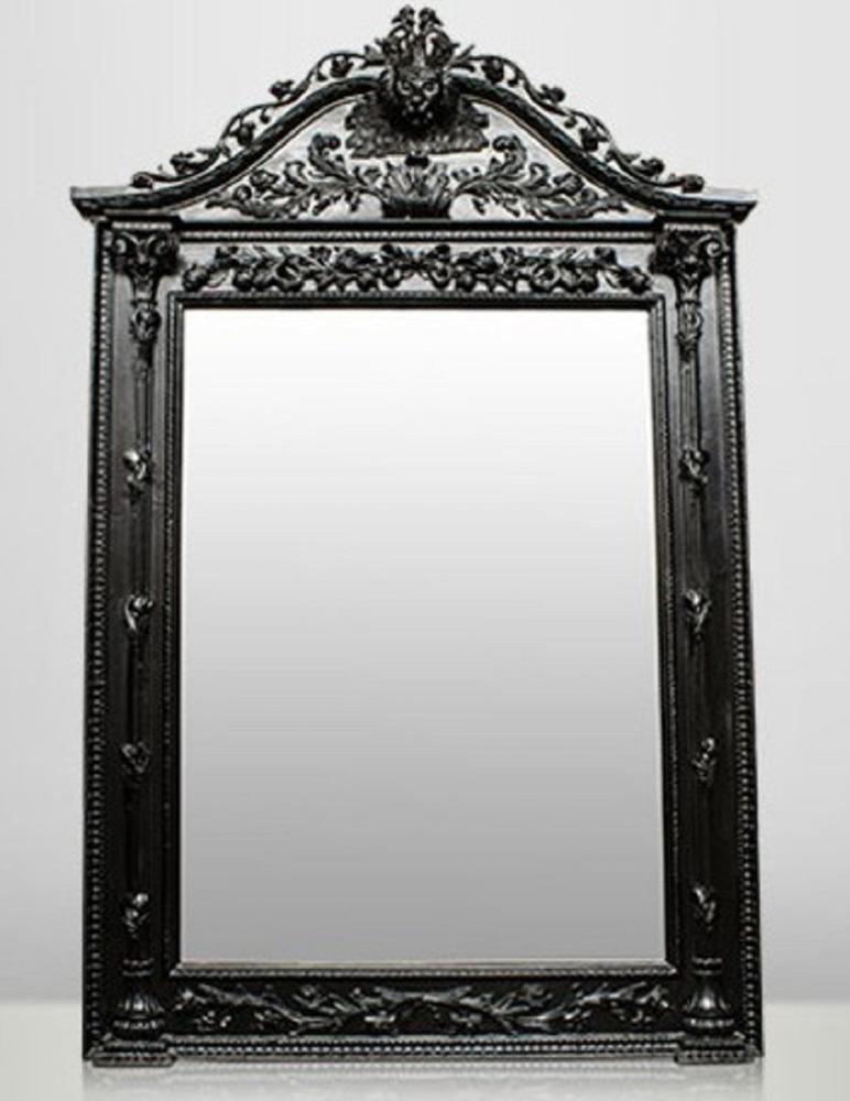 Casa Padrino Barock Spiegel Schwarz - Barockstil Spiegel mit eleganten Verzierungen - Riesiger Barockstil Wandspiegel - Barock Garderoben Spiegel - Barock Möbel - Möbel Barockstil Bild 1