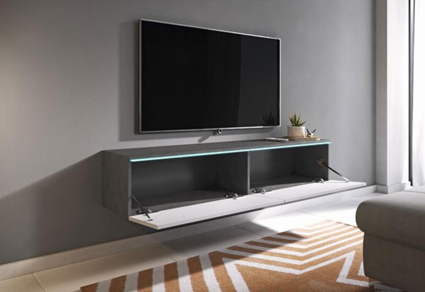 Lowboard "Lowboard D" TV-Unterschrank 140 x 32 x 30 cm matera weiß hochglanz grifflos Bild 1