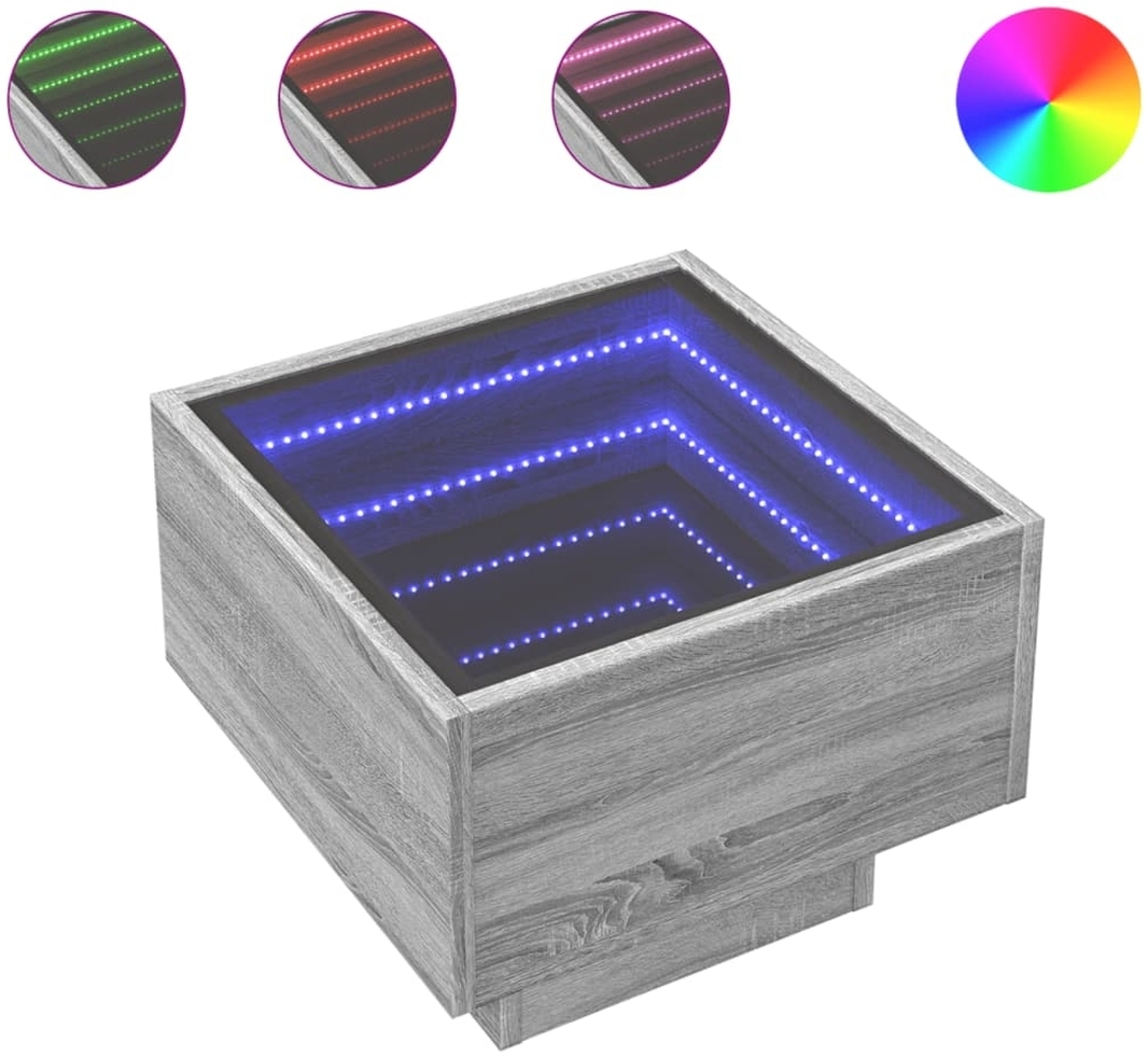vidaXL Beistelltisch mit LED Grau Sonoma 40x40x30 cm Holzwerkstoff 847502 Bild 1