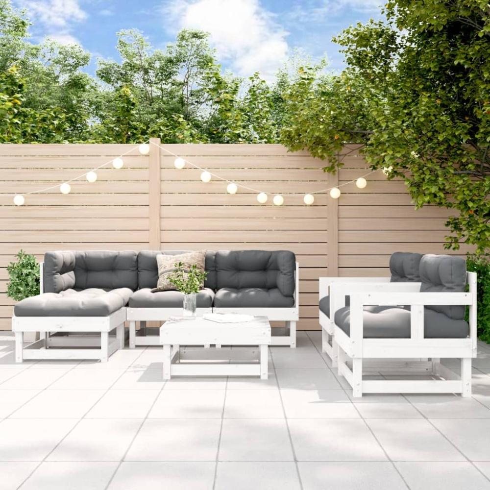 vidaXL 7-tlg. Garten-Lounge-Set Weiß Massivholz Kiefer 3186215 Bild 1