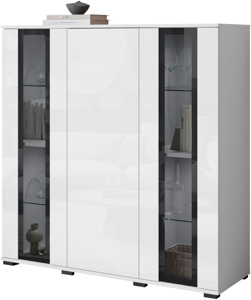 Kommode Clarkoy HB 120 (Farbe: Weiß / Weiß Hochglanz, ohne Beleuchtung) Bild 1