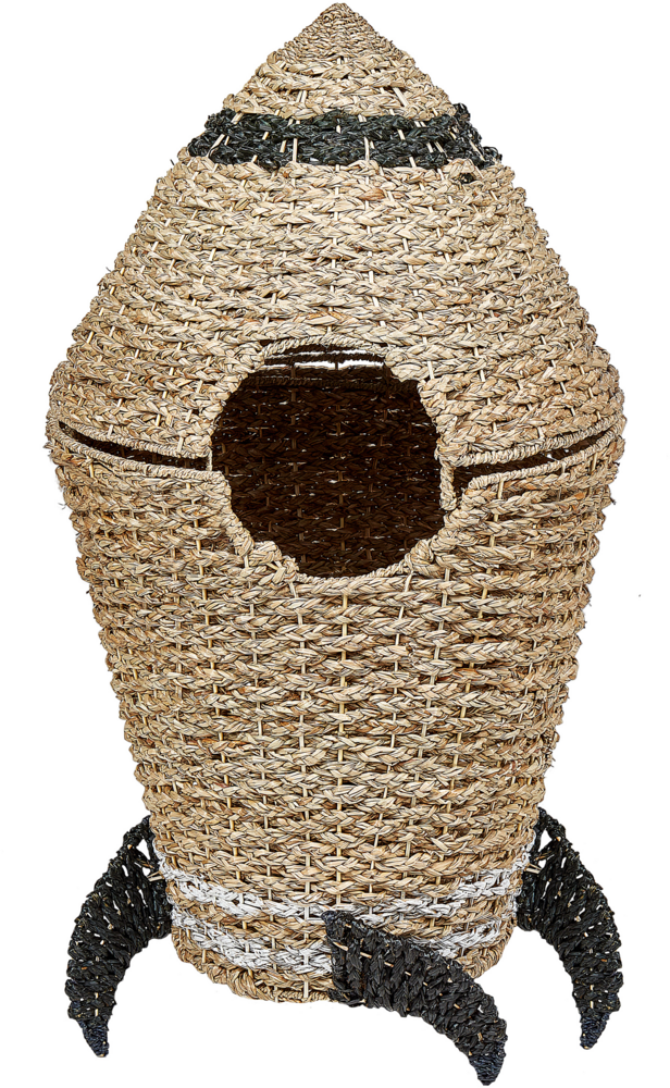 Aufbewahrungskorb mit Deckel Seegras naturfarben Raketenform 97 cm PAARL Bild 1