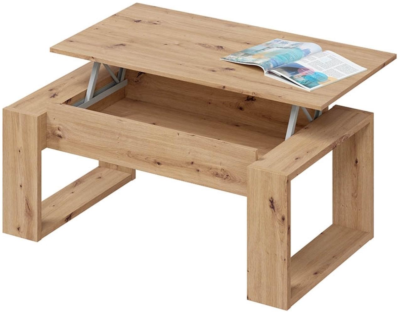 Couchtisch >Nova< höhenverstellbar in Nodi-Eiche-Dekor - 105x45x55 (BxHxT) Bild 1