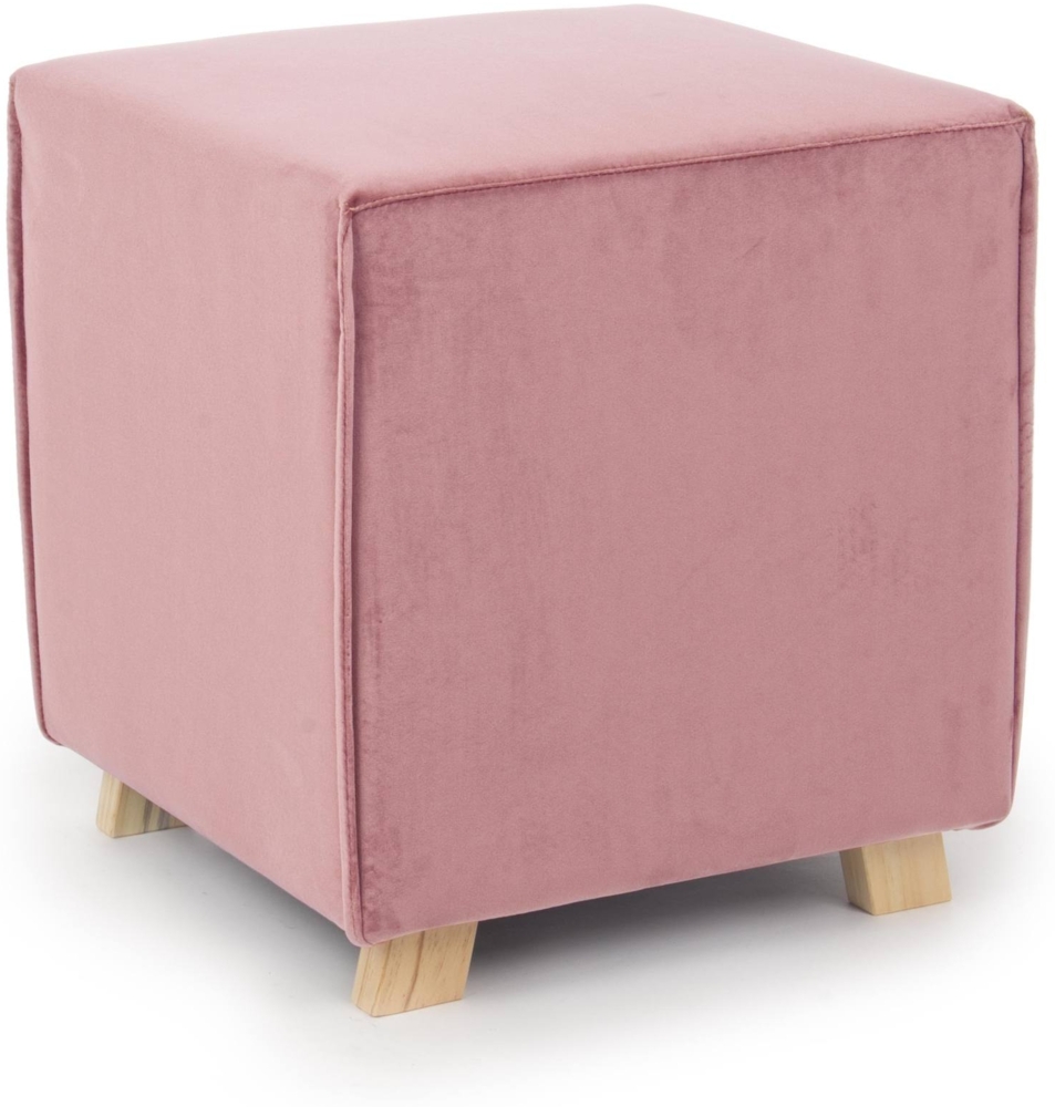 Pouf Adeline in Samt-Optik, Rosa, 40x40x44 cm Bild 1