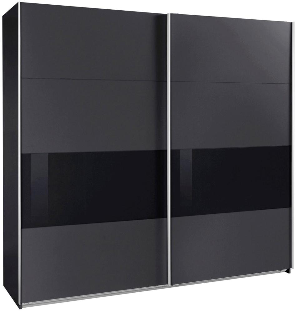 Schwebetürenschrank Bramfeld Kleiderschrank 225x64x208cm graphit schwarzglas Bild 1