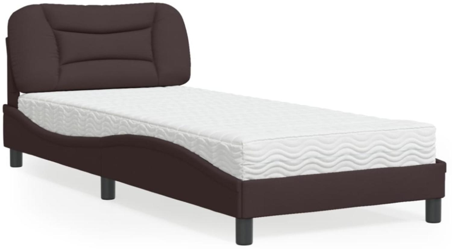 vidaXL Bett mit Matratze Dunkelbraun 90x200 cm Stoff 3208509 Bild 1