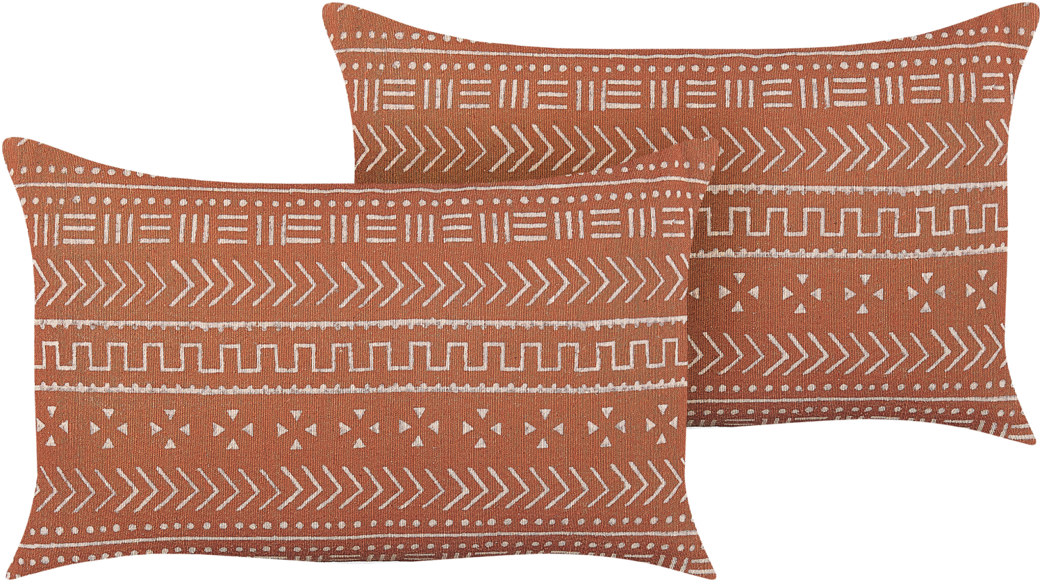 Kissen 2er Set ORLAYA Baumwolle 55 x 35 cm Geometrisches Muster Blockdruck Orange Bild 1