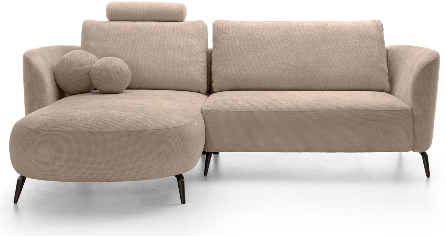 Selsey 'Kavni' Ecksofa mit Schlaffunktion, Stauraum und Chenille-Bezug, beige, links, 86 x 260 x 180 cm Bild 1